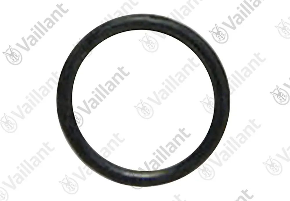 Schwarzer O-Ring auf hellem Hintergrund. Das Produkt trägt das Logo der Marke Vaillant und ist für Dichtungsanwendungen konzipiert.